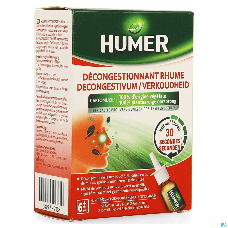 Humer decongestionnant rhume spray nasal 20ml
