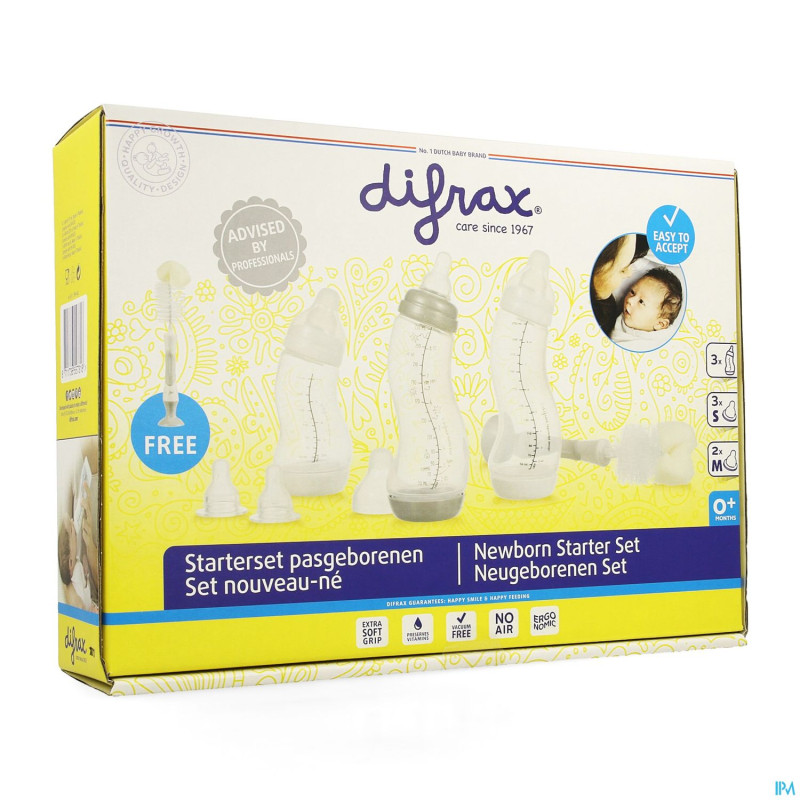 Difrax set nouveau-ne brosse biberon neutre