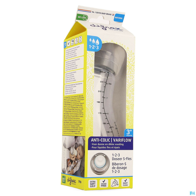 Difrax 123 biberon-s neutre   250ml