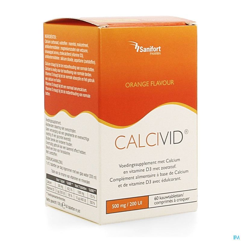 Calcivid  500mg/200ie orange chew  60