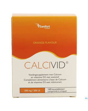 Calcivid  500mg/200ie orange chew 168