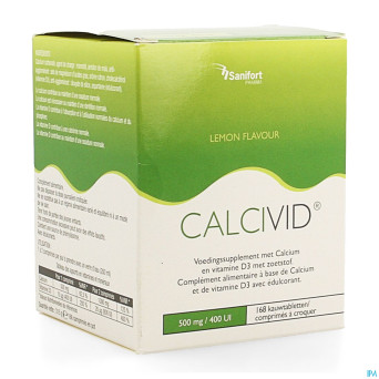 Calcivid  500mg/400ie lemon chew 168