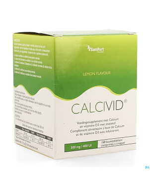 Calcivid  500mg/400ie lemon chew 168