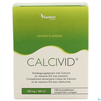 Calcivid  500mg/400ie lemon chew 168