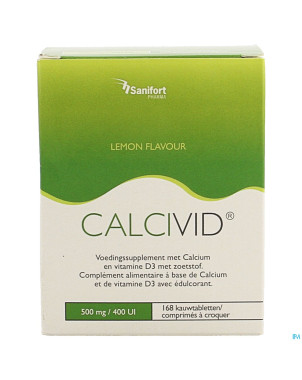 Calcivid  500mg/400ie lemon chew 168