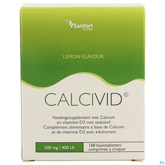 Calcivid  500mg/400ie lemon chew 168