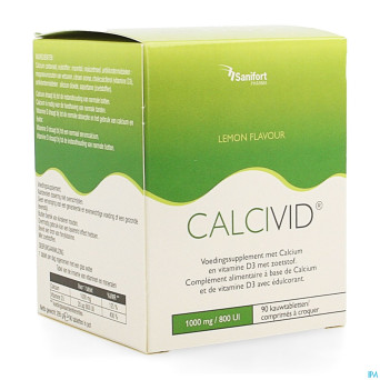 Calcivid 1000mg/800ie lemon chew  90