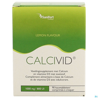 Calcivid 1000mg/800ie lemon chew  90