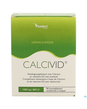Calcivid 1000mg/800ie lemon chew  90