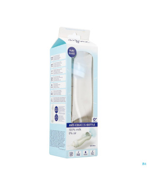 Difrax biberon-s natural verre bleu 250ml