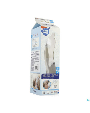 Difrax biberon-s natural verre blanc 250ml