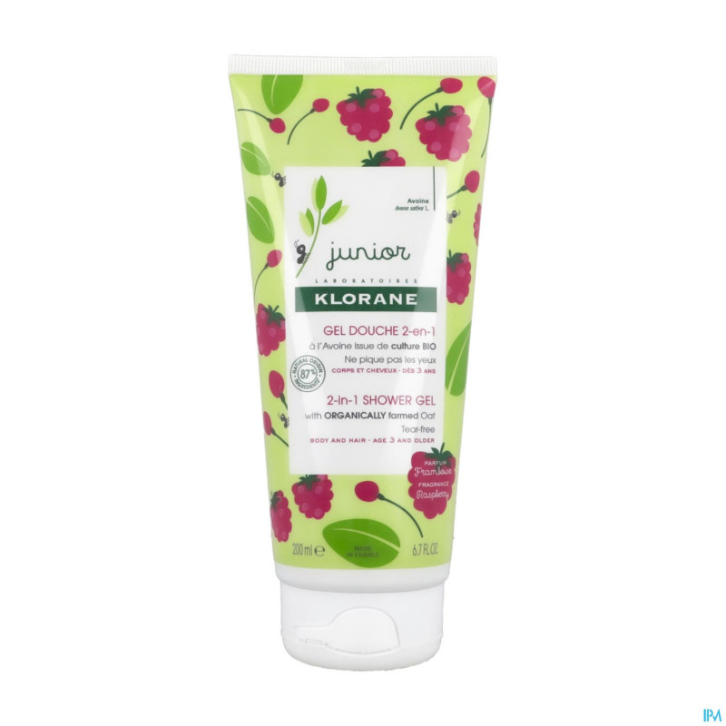 Klorane petit junior gel douche framboise 200ml nf