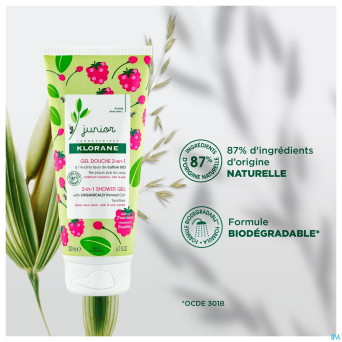 Klorane petit junior gel douche framboise 200ml nf