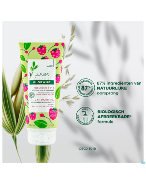 Klorane petit junior gel douche framboise 200ml nf