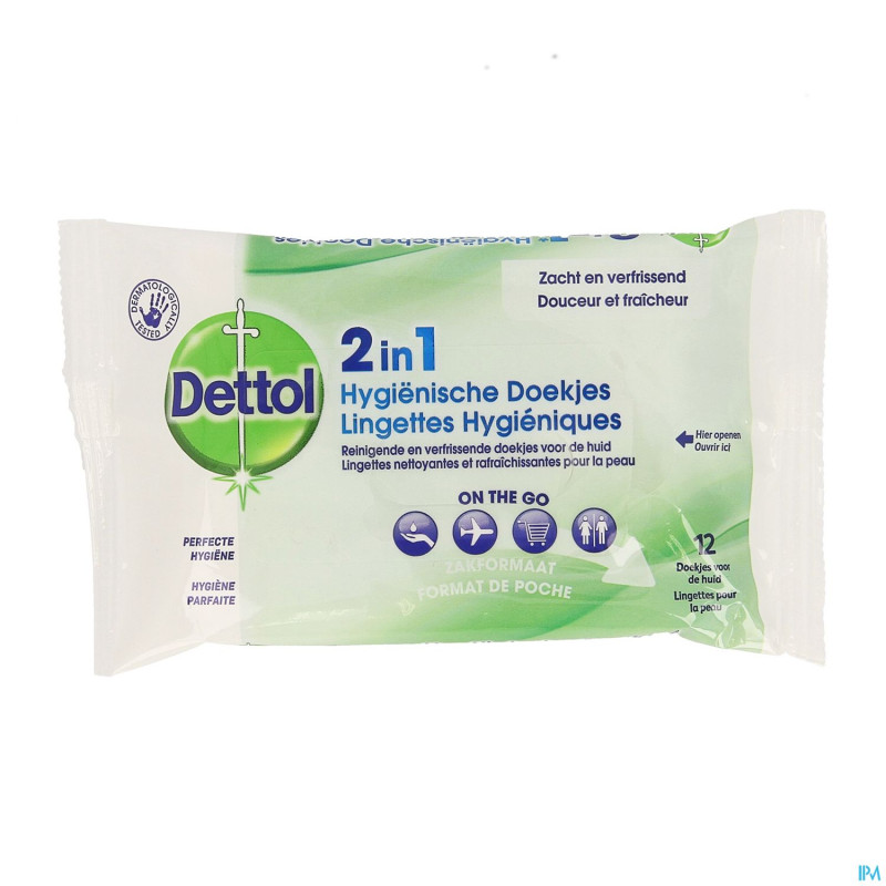 Dettol 2en1    lingettes hygieniques 12