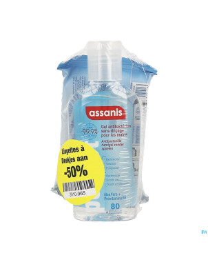 Assanis pocket gel 80ml + lingettes 12    1/2 prix
