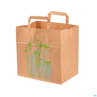Sac papier brun fleurs    26+17x25cm 250 aca