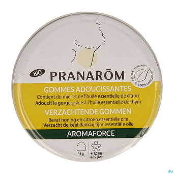 Pranarom aromaforce bio gommes adoucissant.miel 45