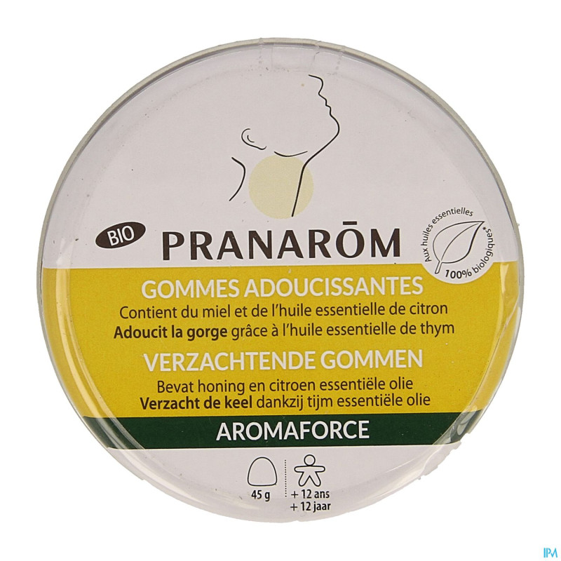 Pranarom aromaforce bio gommes adoucissant.miel 45