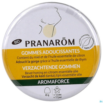 Pranarom aromaforce bio gommes adoucissant.miel 45