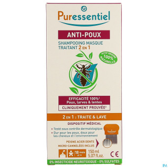 Puressentiel a/poux sh traitant 2en1 150ml+peigne