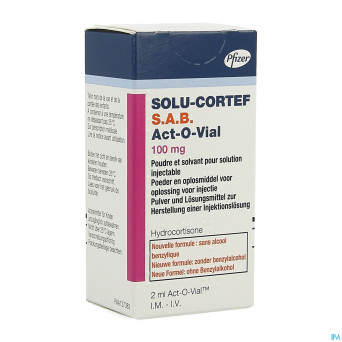 Solu-cortef sab actovial 100mg pdr+solv sol inj 1