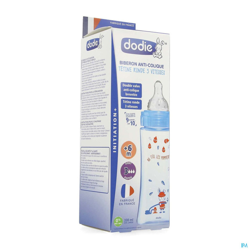 Dodie biberon initiation+ bleu pompier    330ml