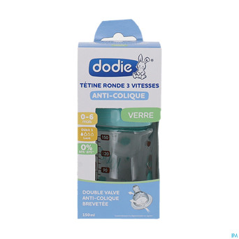 Dodie biberon verre initiation+ vert oiseaux 150ml