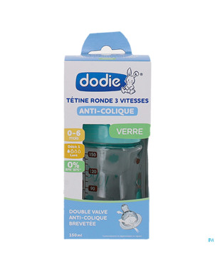 Dodie biberon verre initiation+ vert oiseaux 150ml