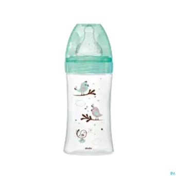 Dodie biberon verre initiation+ vert oiseaux 270ml