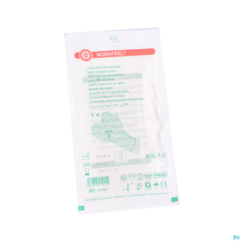 Nobafeel gants latex sans poudre sterile 6