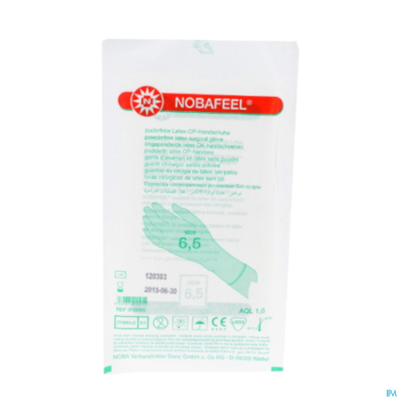 Nobafeel gants latex sans poudre sterile 6.5