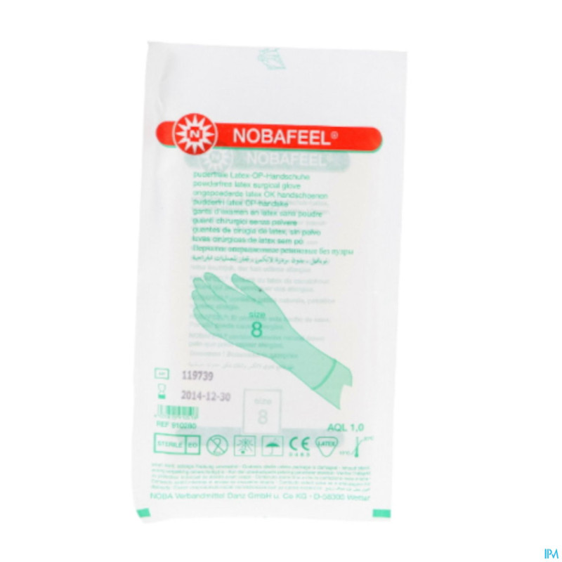 Nobafeel gants latex sans poudre sterile 8