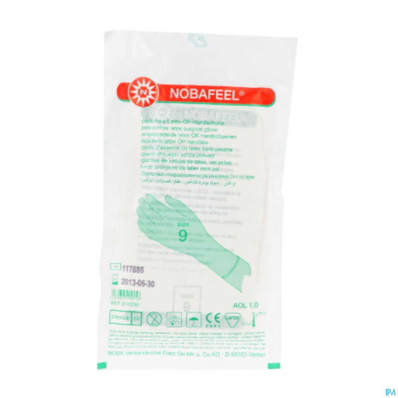 Nobafeel gants latex sans poudre sterile 9