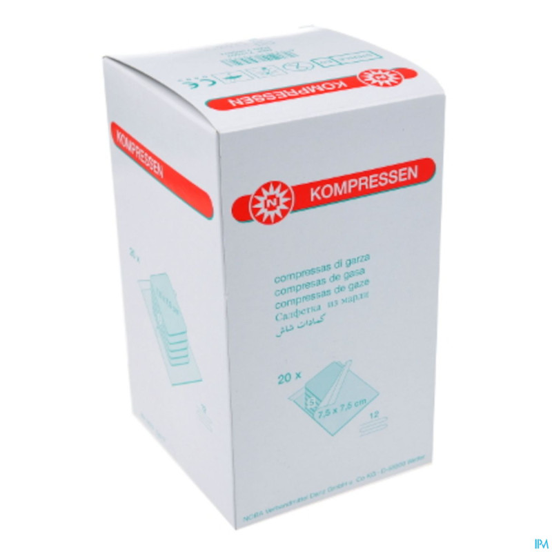 Noba compresses ster. 5 12plies 7,5 x 7,5cm 20