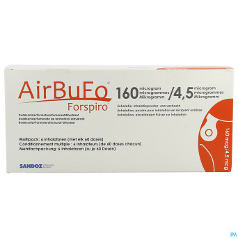 Airbufo forspiro 160mcg/4,5mcg inhal. 6 x 60dose