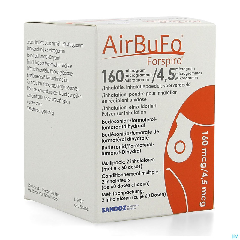 Airbufo forspiro 160mcg/4,5mcg inhal. 2 x 60dose