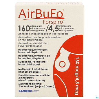 Airbufo forspiro 160mcg/4,5mcg inhal. 2 x 60dose