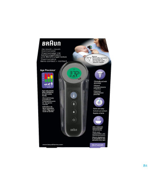 Braun thermometre s/cont.+contact age precis. noir