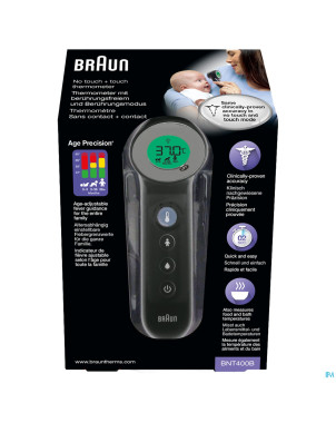 Braun thermometre s/cont.+contact age precis. noir