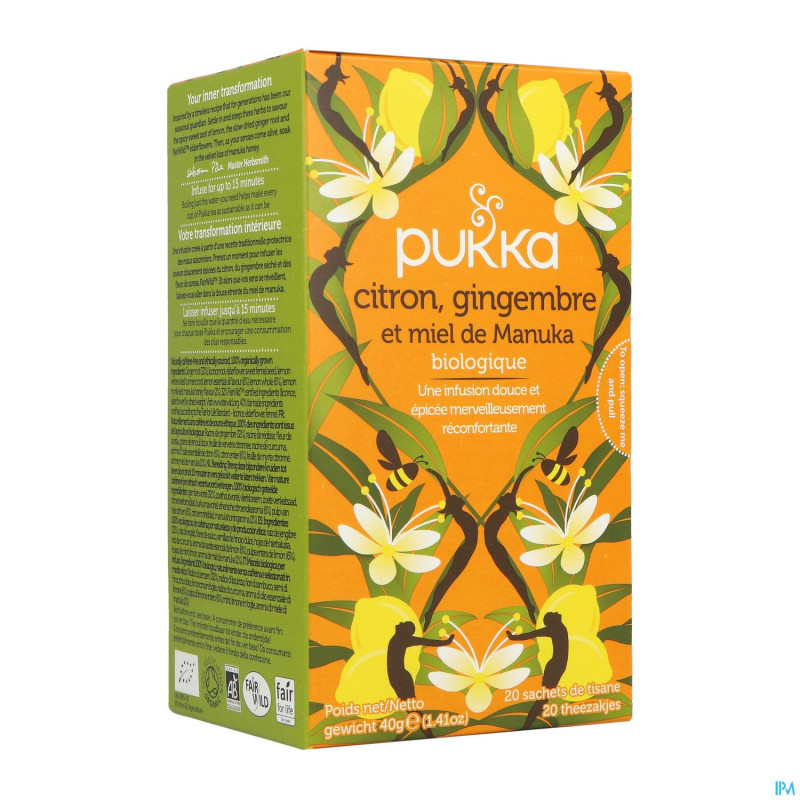 Pukka lemon ginger manuka honey bio sach. 20