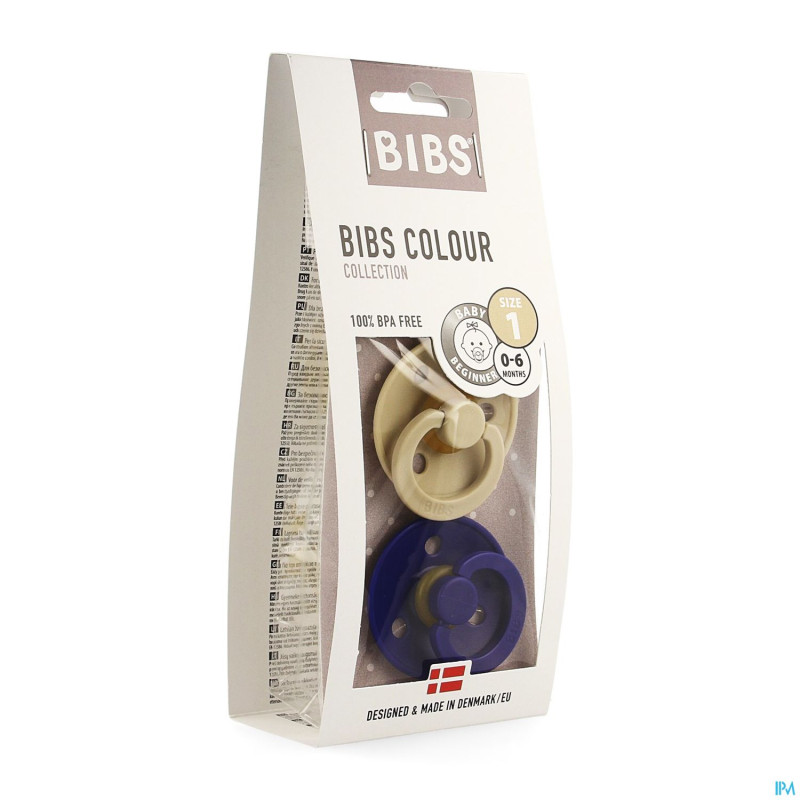 Bibs 1 sucette duo navy vanilla