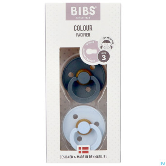 Bibs 3 sucette duo iron baby blue