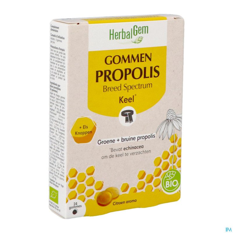Herbalgem propolis large spectre bio    gommes 24