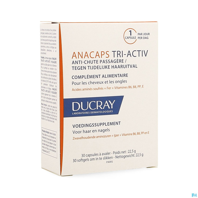 Ducray anacaps tri-activ a/chute passagere caps 30