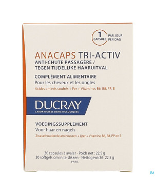Ducray anacaps tri-activ a/chute passagere caps 30