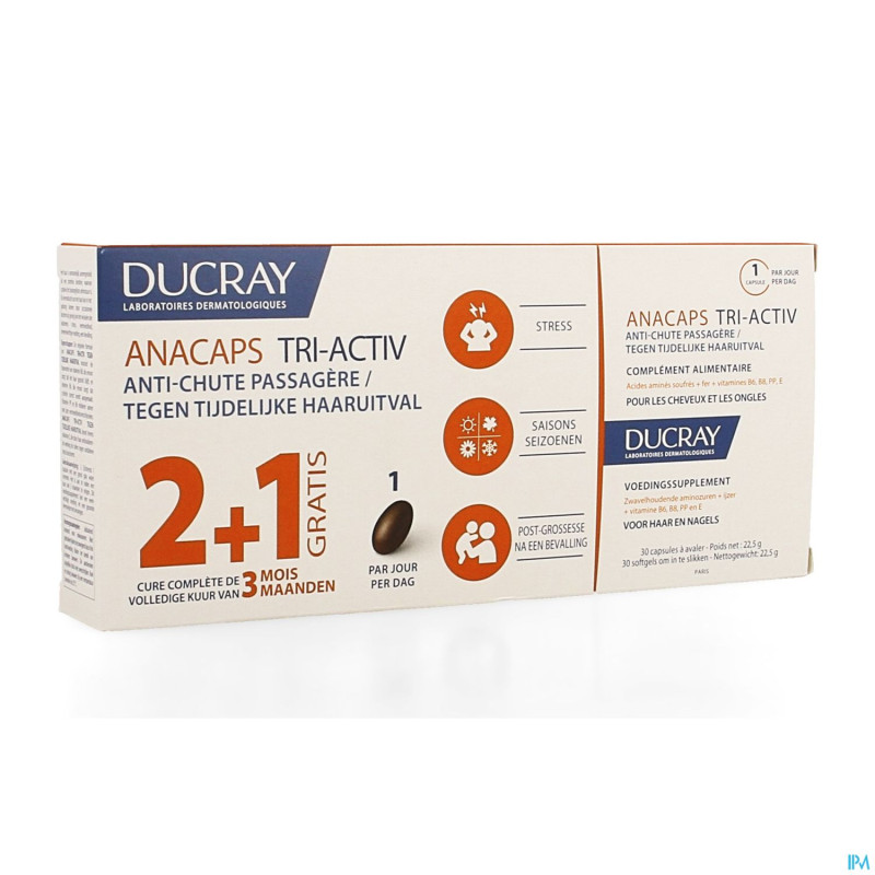 Ducray anacaps trio tri-activ  caps 3x30
