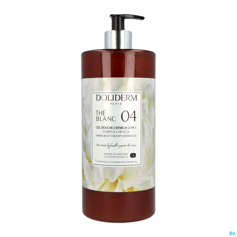 Doliderm gel douche 2en1 the blanc fl pompe    1l