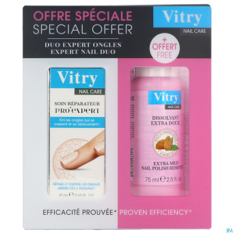 Vitry soin ongles pro exp. + dissolvant 75ml grat.