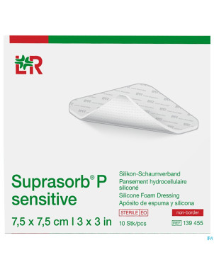 Suprasorb p sensitive non bord.7,5x7,5cm 10 139455